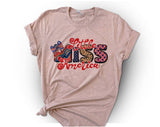 Little Miss America 4th of July T-Shirt, Patriotic USA Graphic Tee