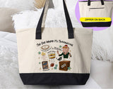 "The One Where Its Thanksgiving Friends Inspired" design on a natural canvas zippered tote bag