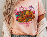 "Big Back Energy" design on a peach unisex t-shirt