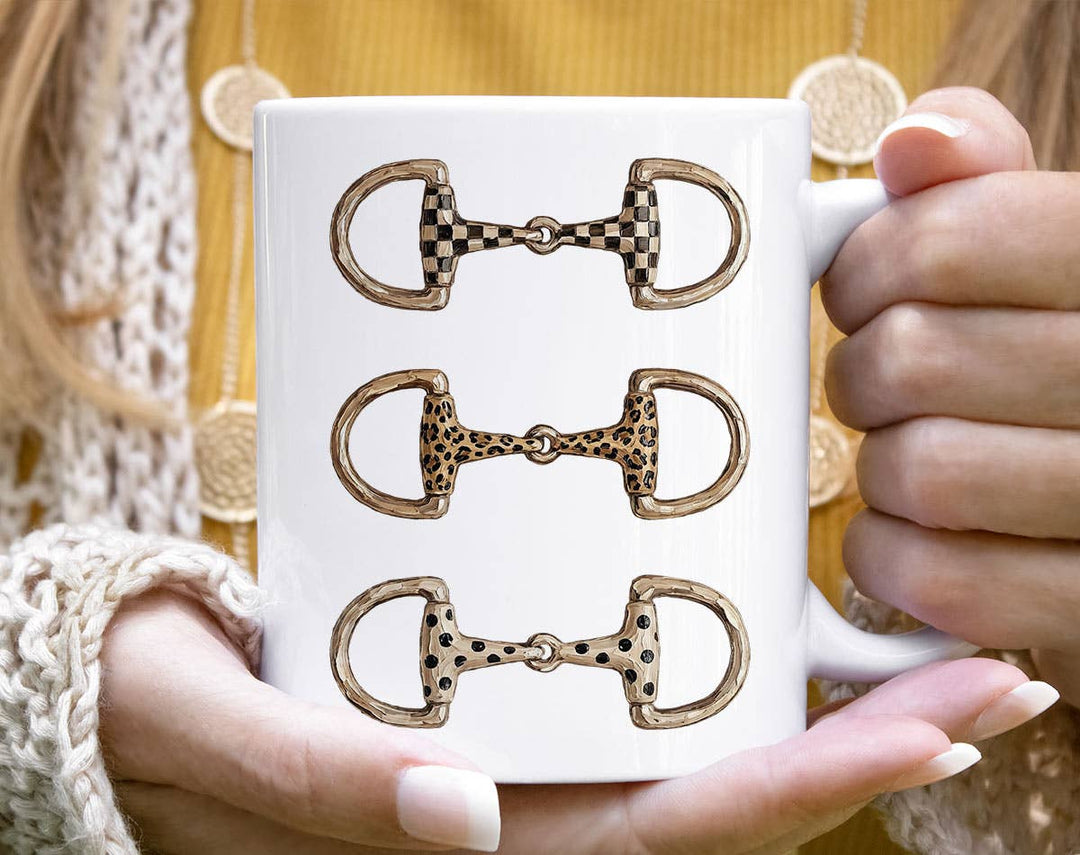 "Brushstroke Horse Bit Western Cowgirl" design on a white ceramic coffee mug
