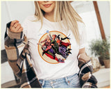 "Sanderson Sisters Flying" design on a white unisex t-shirt