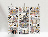 The Reader Tarot Skeleton 20oz Skinny Tumbler with Lid & Straw