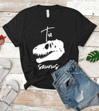 "Tia Saurus" design on a unisex t-shirt