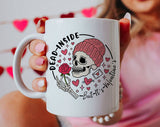 "Dead Inside But Its Valentines Day" design on a white ceramic coffee mug