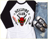 Hellfire Club Baseball Raglan Tee, 3/4 Sleeve Shirt