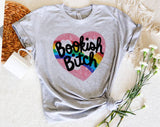 "Bookish B*tch" design on a heather gray unisex t-shirt