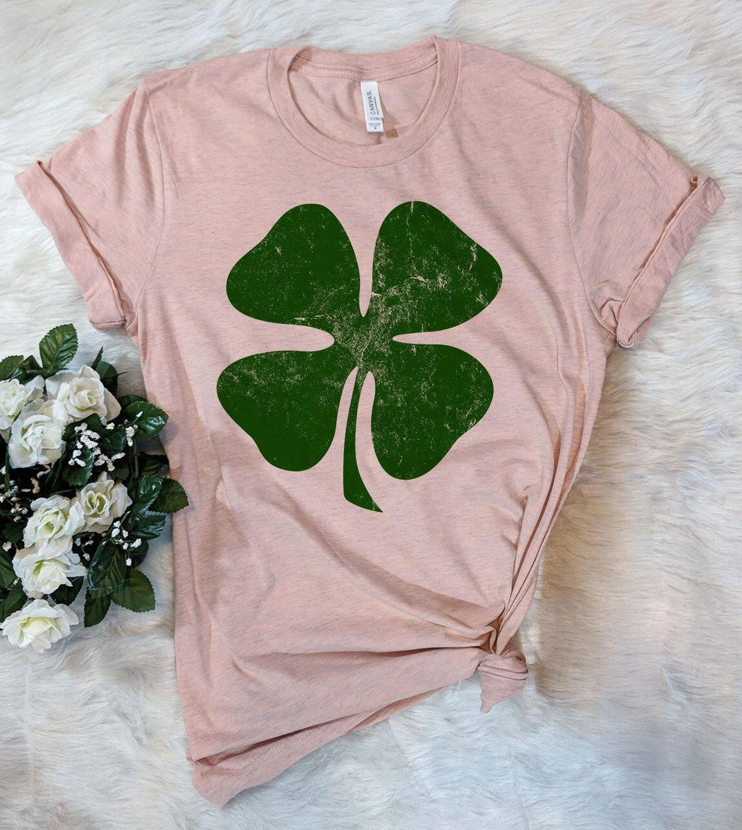 4 Leaf Clover Peach - St Patrick's Day T-Shirt - House of Rodan