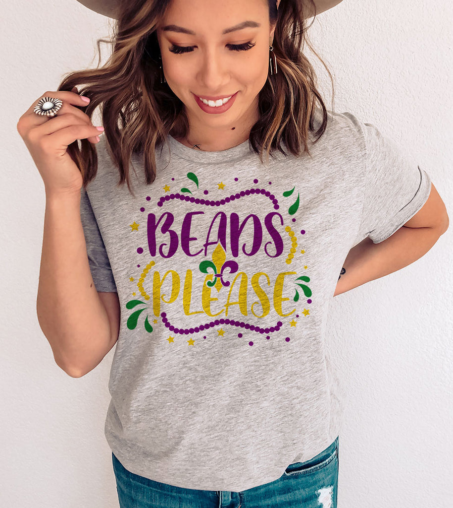 Beads Please - Fun Cute Sweet Party NOLA Mardi Gras T-Shirt