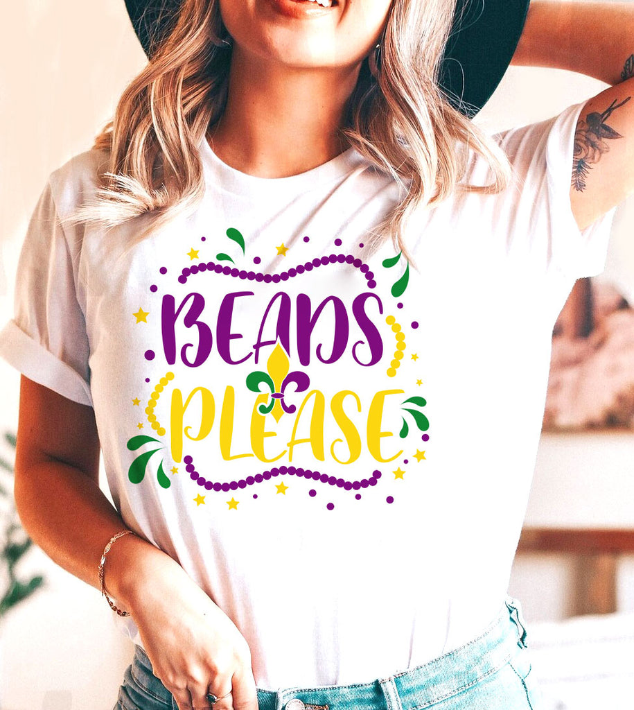Beads Please - Fun Cute Sweet Party NOLA Mardi Gras T-Shirt