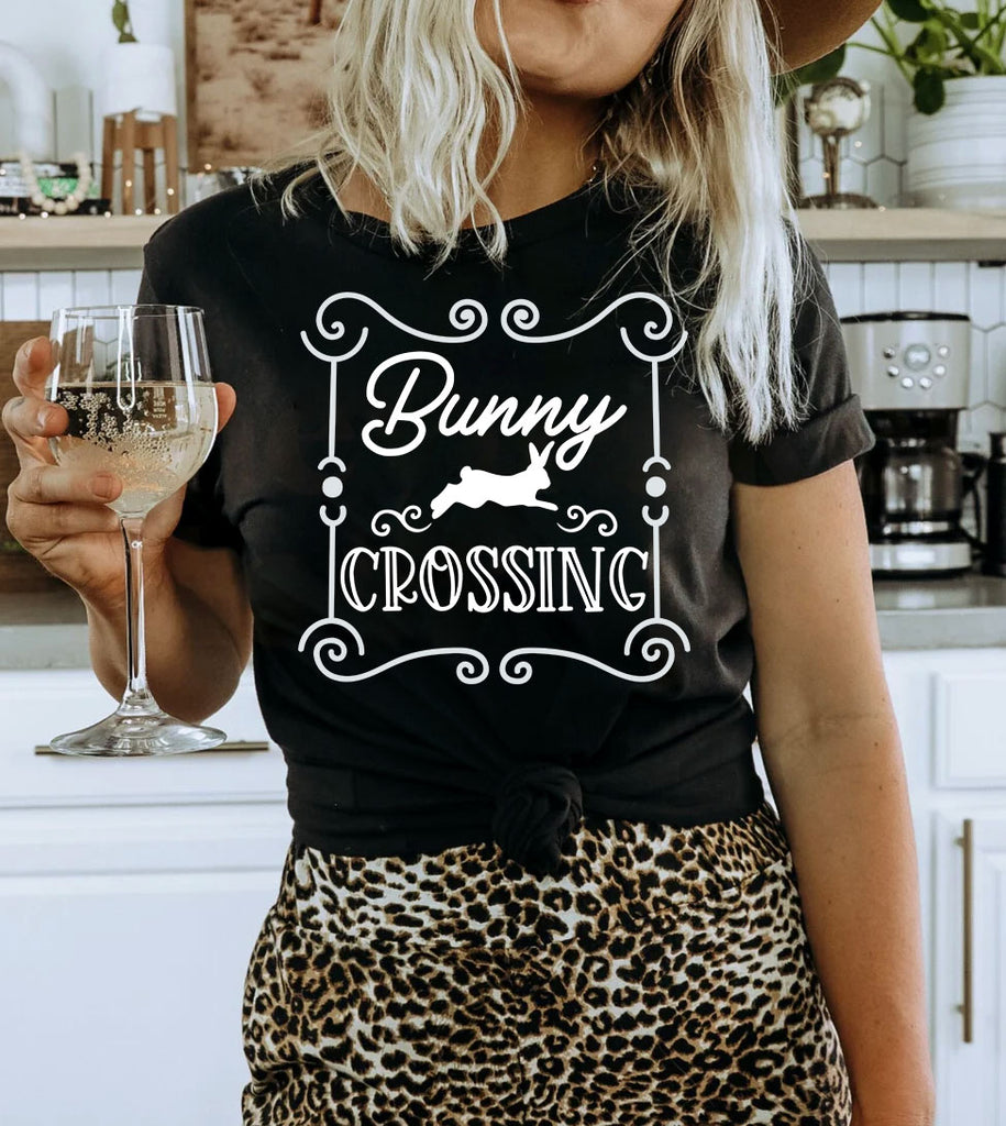Bunny Crossing - Easter Bunny Cute Love Sweet Religious God Jesus T-Shirt