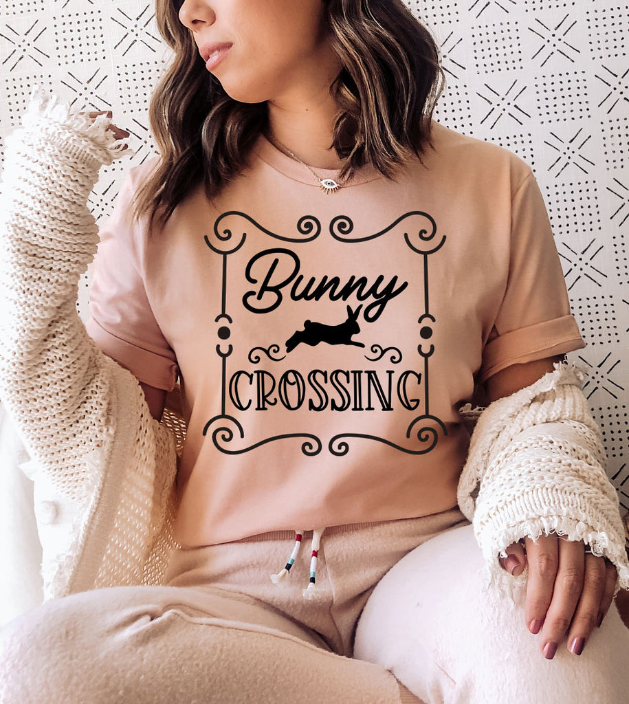 Bunny Crossing - Easter Bunny Cute Love Sweet Religious God Jesus T-Shirt