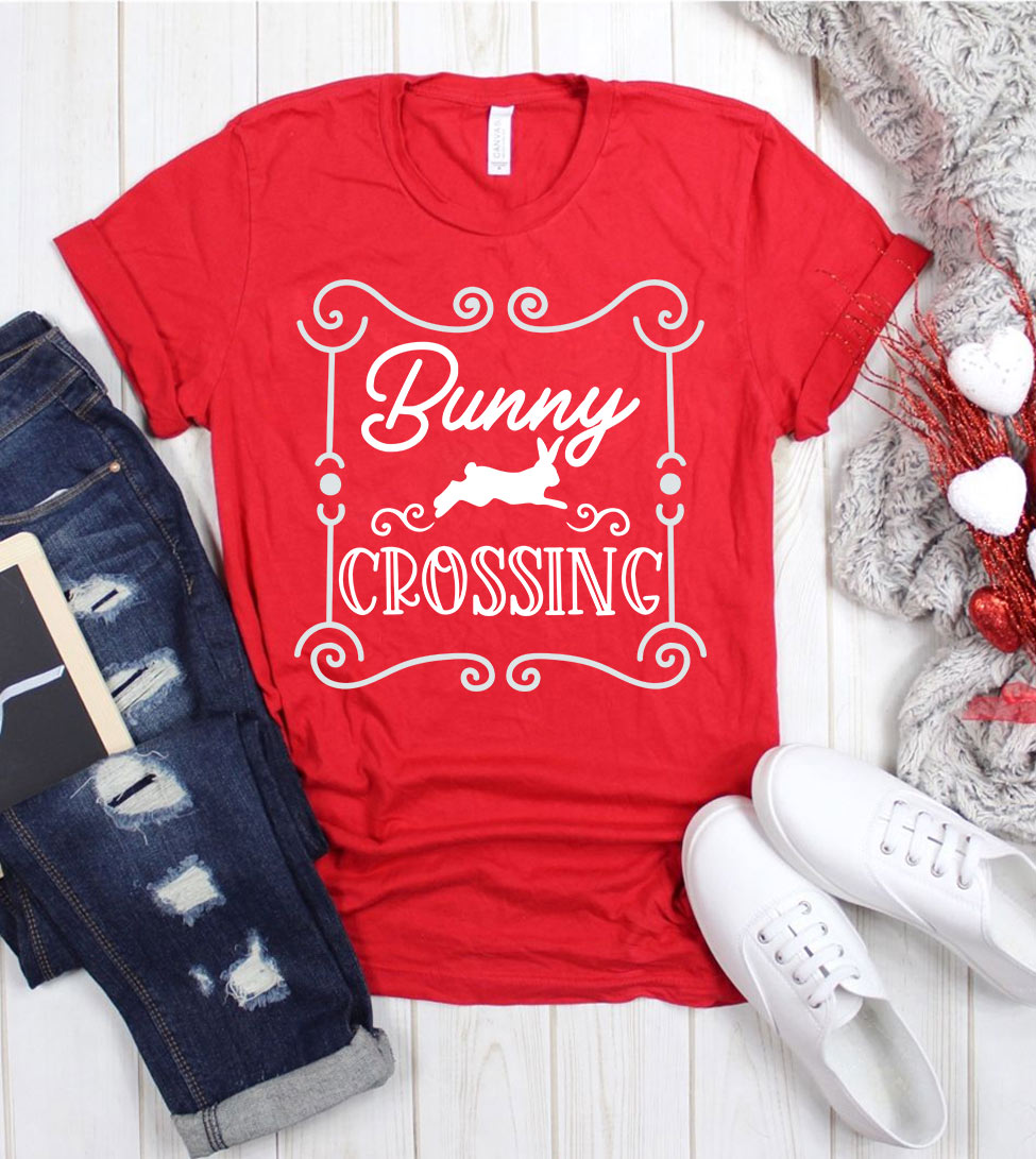 Bunny Crossing - Easter Bunny Cute Love Sweet Religious God Jesus T-Shirt