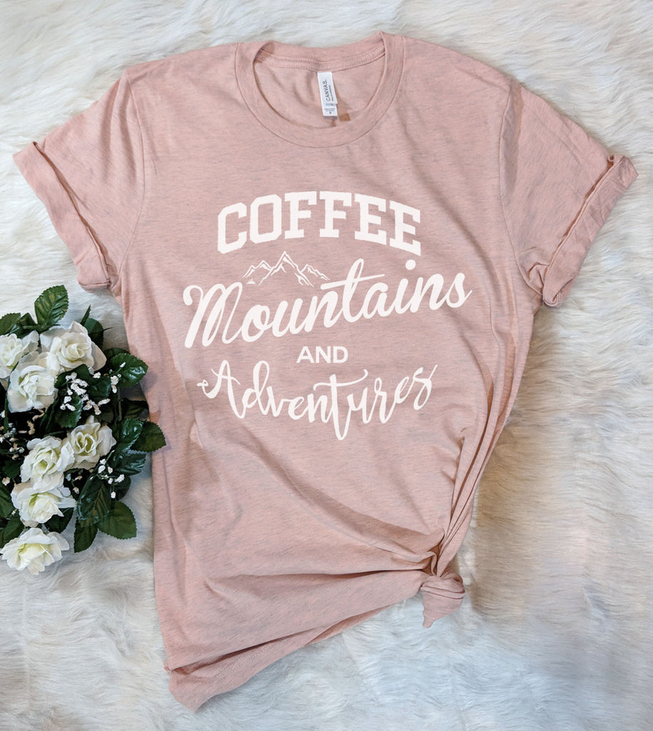 Coffee, Mountains And Adventures - T-Shirt