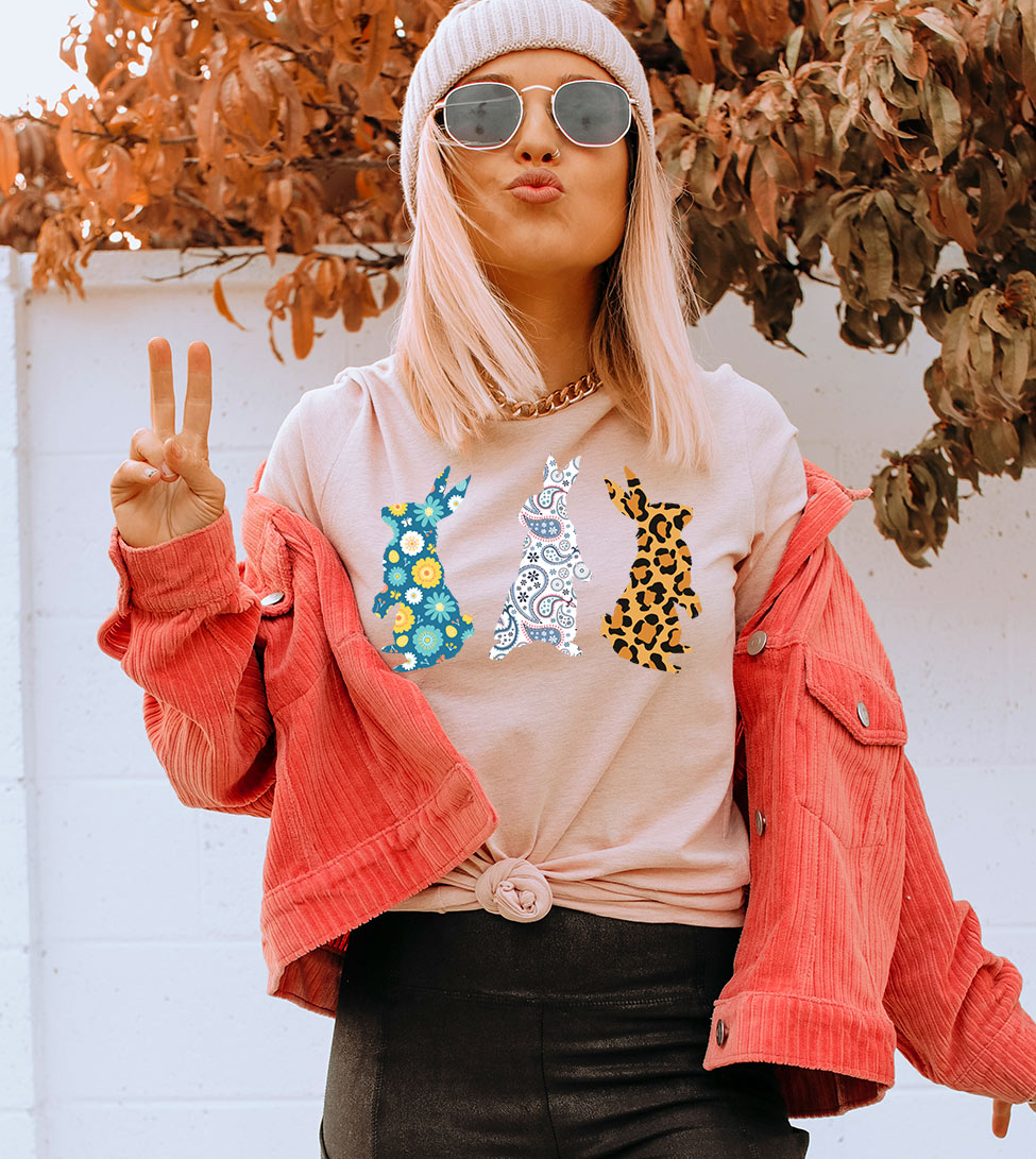 Easter Bunny Trio - Easter Bunny Cute Religious God Jesus T-Shirt