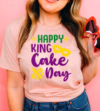 Happy King Cake Day - Fun Cute Sweet Party Food NOLA Mardi Gras T-Shirt