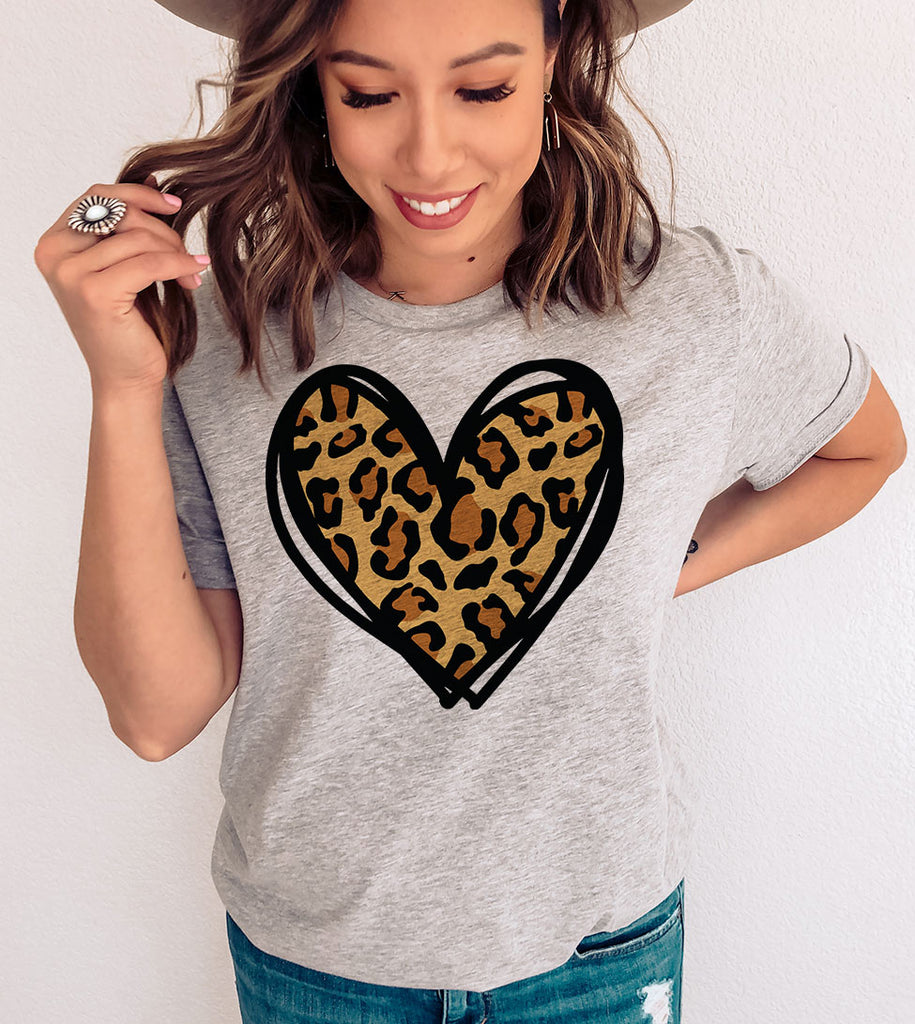 Leopard Heart - Valentine's Day Cute Heart Fun Gift T-Shirt