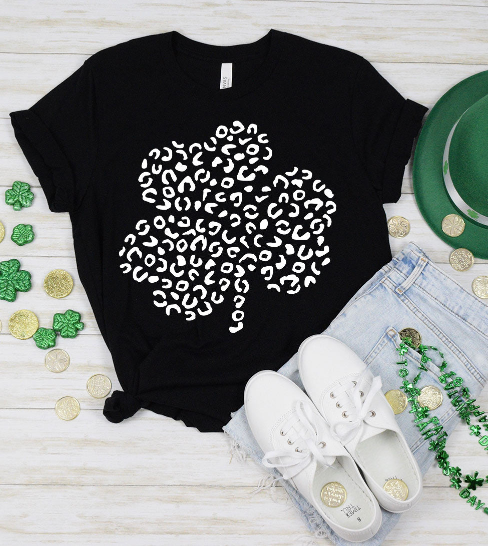 Leopard Shamrock - St. Patrick's Day Clover Luck Fun Gift T-Shirt