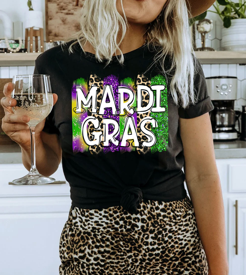 Mardi Gras Leopard Print - Fun Cute Party NOLA Mardi Gras T-Shirt