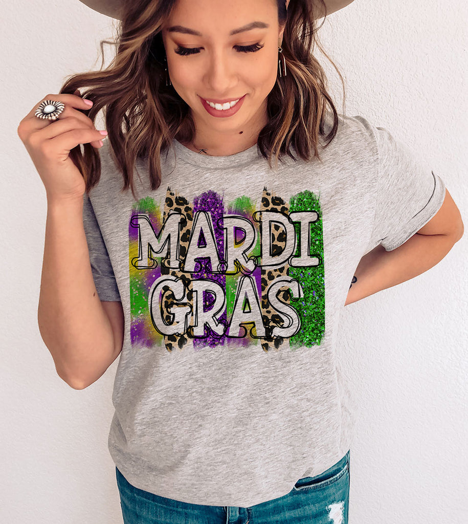 Mardi Gras Leopard Print - Fun Cute Party NOLA Mardi Gras T-Shirt