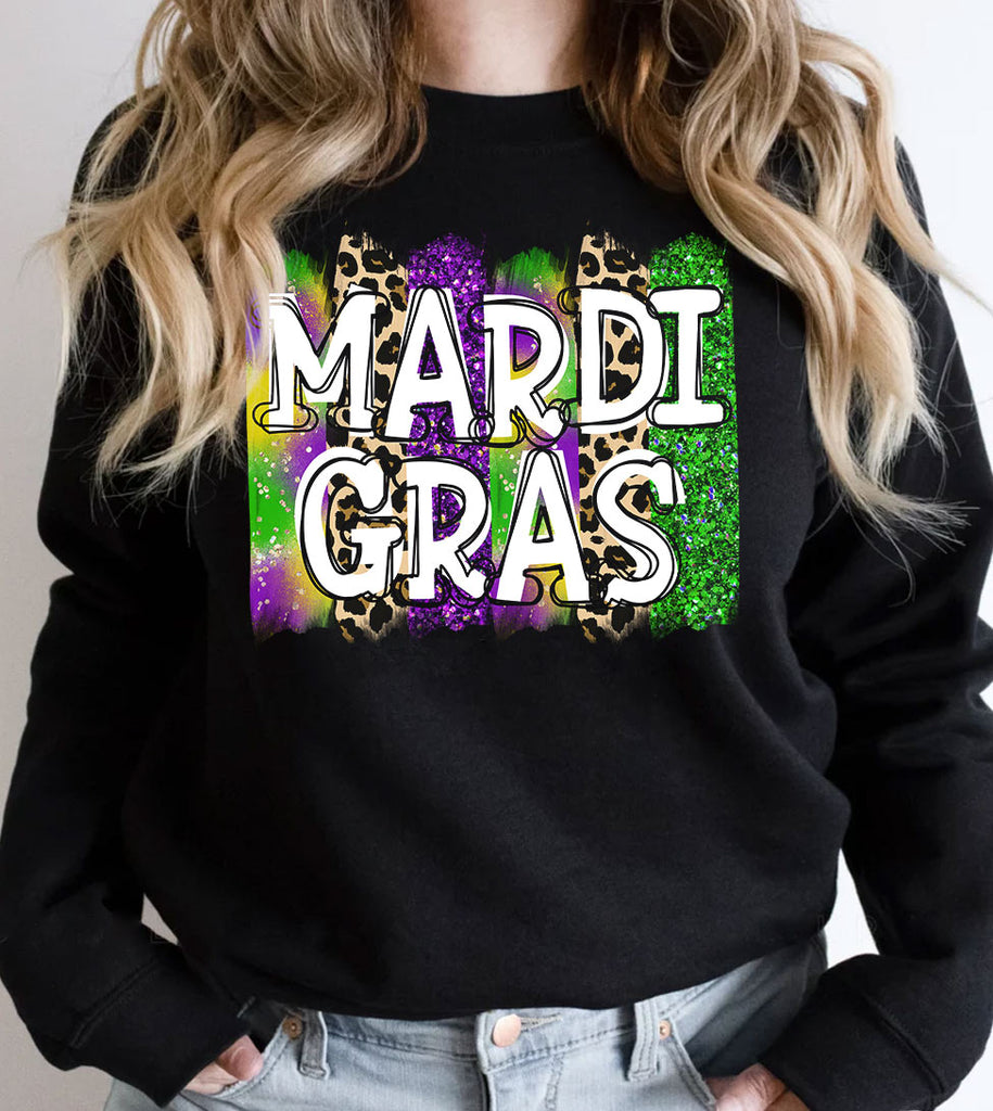 Mardi Gras Leopard Print - Mardi Gras Party Fun Cute NOLA - Sweatshirt