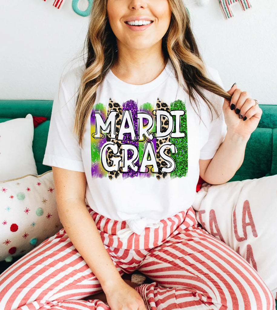 Mardi Gras Leopard Print - Fun Cute Party NOLA Mardi Gras T-Shirt