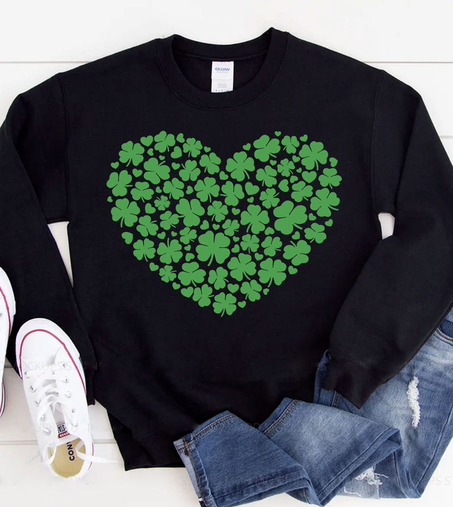 Shamrock Heart - St. Patrick's Day Sweet Cute Luck Fun - Sweatshirt
