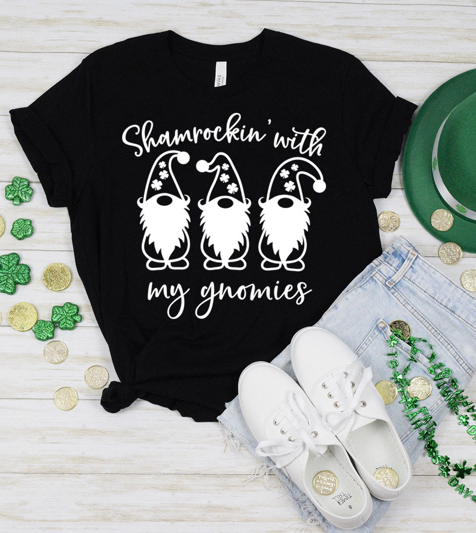 Shamrockin With My Gnomies - St. Patrick's Day Shamrock Gnomes Funny Gift T-Shirt