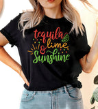 Tequila Lime & Sunshine - Cinco De Mayo Funny Sassy Drinks Party Celebration T-Shirt
