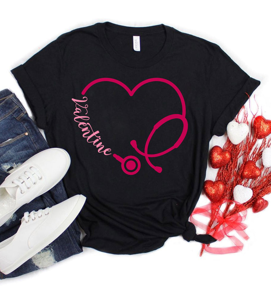 Valentine Stethoscope - Valentine's Day Nurse Cute Heart T-Shirt