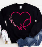 Valentine Stethoscope - Valentine's Day Sweet Cute Nurse Heart - Sweatshirt