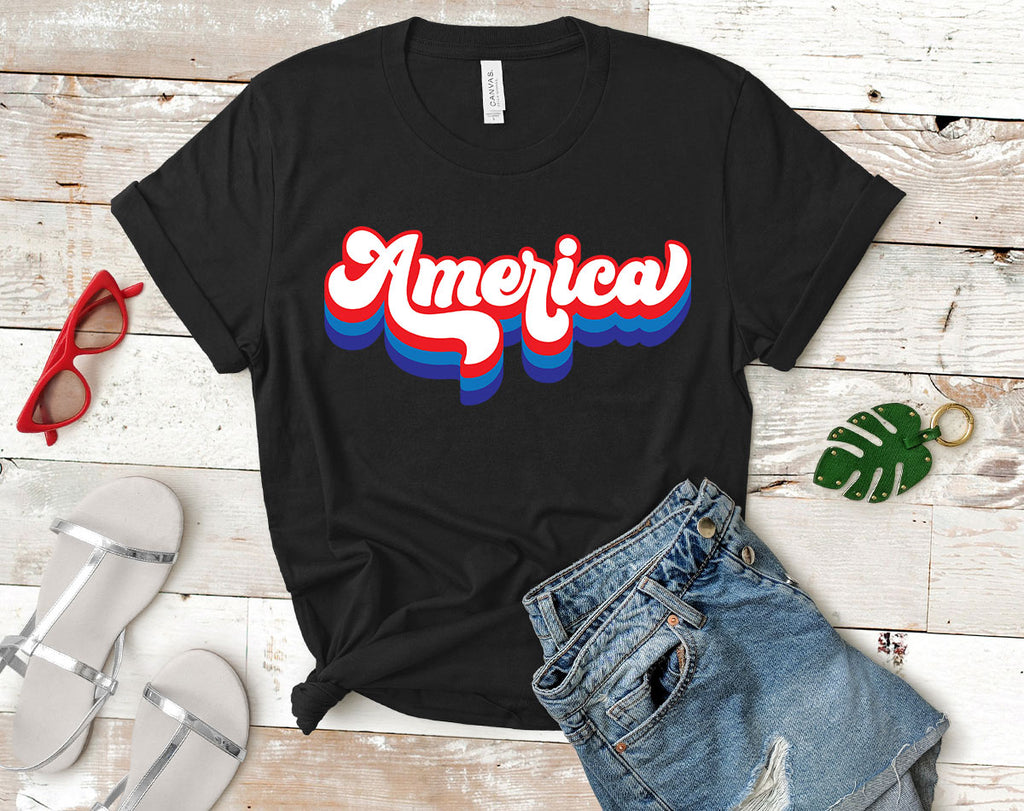 America Retro USA -  Patriotic 4th Of July T-Shirt