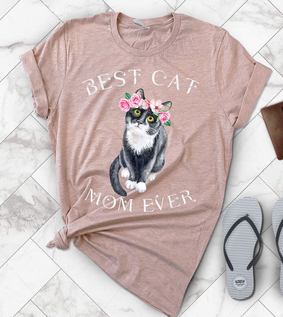 Best Cat Mom Ever Flower - T-Shirt