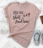 Lets Get Sheet Faced- Funny Halloween Ghost Pun T-Shirt
