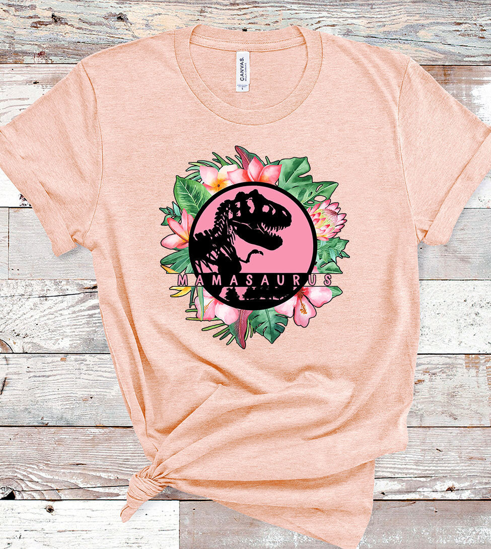 Mamasaurus Flowers - T-Shirt