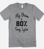 My Brain Is 80% Song Lyrics - Funny T-Shirt - House of Rodan