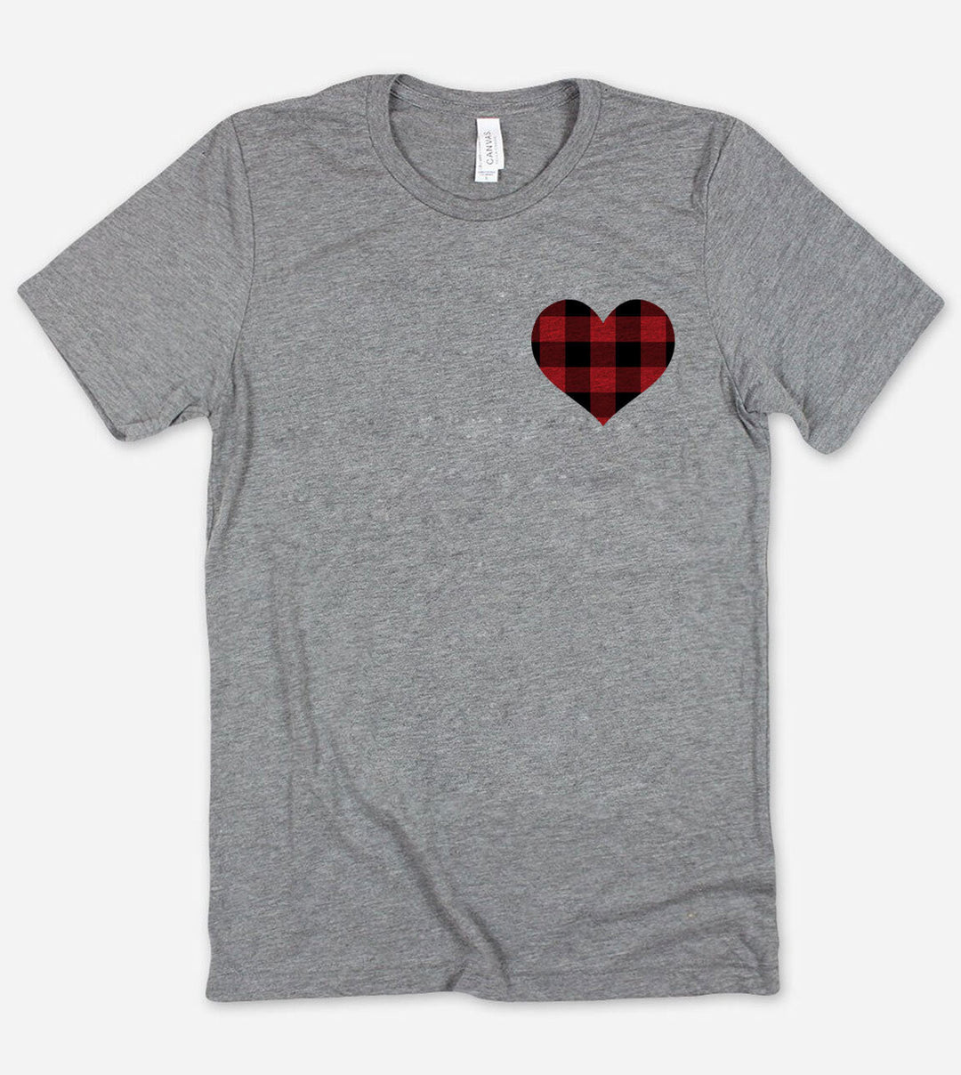 Plaid Heart Pocket - Valentine's Day T-Shirt