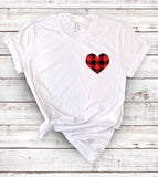 Plaid Heart Pocket - Valentine's Day T-Shirt